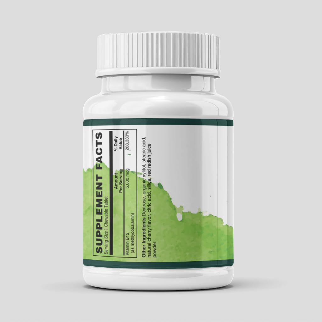 Methyl B-12 1000 mcg Sublingual Cherry Lozenges – Active Methylcobalamin for Energy & Nerve Support, Vegan Non-GMO, Gluten-Free, 60 Fast-Dissolve Tablets