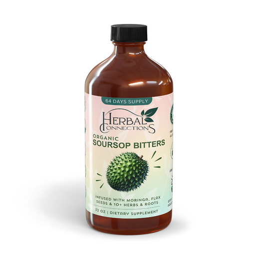 Organic Soursop Bitters 32 Ounces - 64 Servings - 20 Herb Formula with Soursop, Moringa, Sea Moss, Turmeric, Ginger & Cayenne