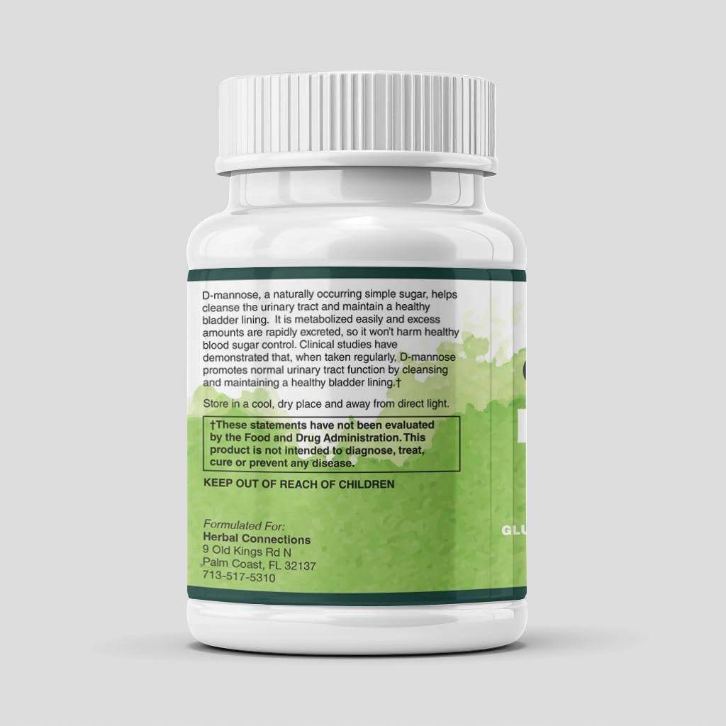 D-Mannose 1000mg, Veg Capsules, Urinary Tract Cleanse & Bladder Support, 60 Count, Pure Non-GMO Cranberry-Free Monosaccharide, 30 Servings