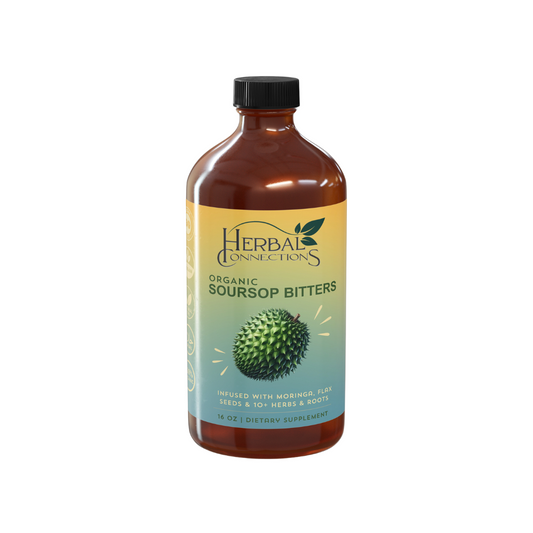 Organic Soursop Bitters Liquid with Moringa and Aloe Vera - Infused with 10+ Herbs - 16 Ounces Vegan Blend