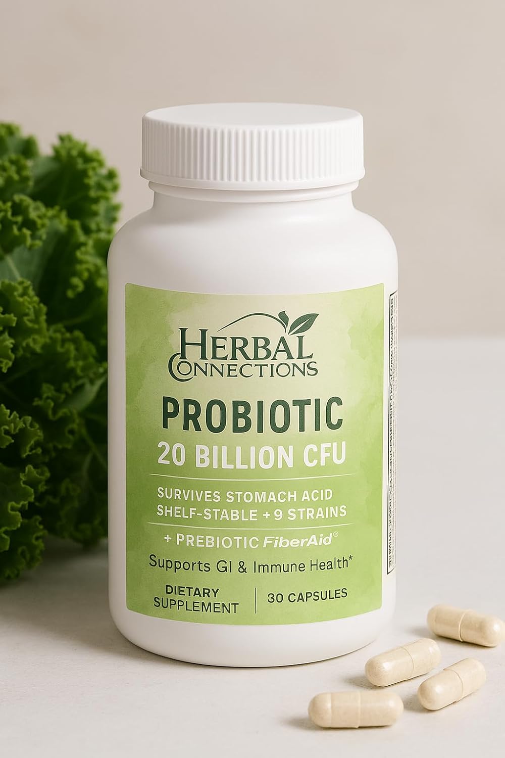 Probiotic Supplement, 20 Billion CFU, 12-Strain Blend, Capsules, Vegan, Gluten-Free, for Gut Health and Immune Support