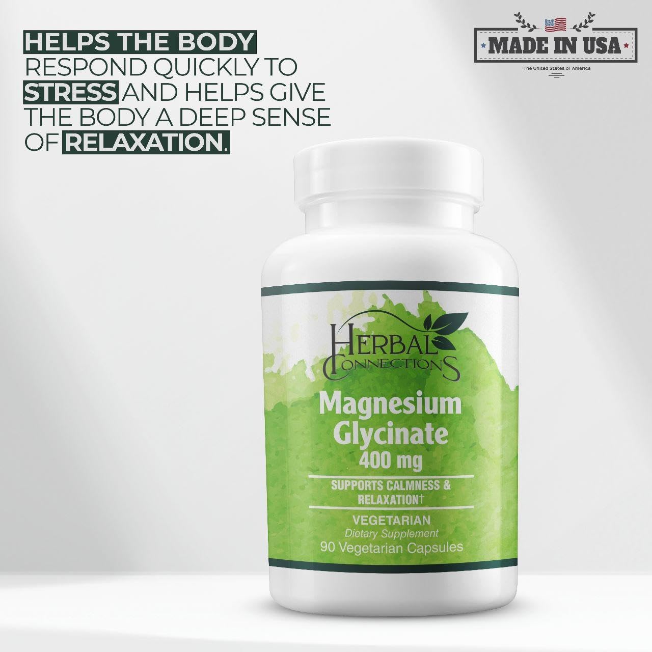 Magnesium Glycinate - Supplement to Support Stress Relief, Sleep, Heart Health, Nerves, Muscles, and Metabolism* - with Magnesium Glycinate - 90 Capsules